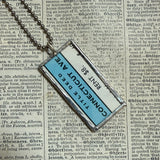 Connecticut Avenue vintage monopoly mortgage card, upcycled to soldered hand-soldered glass pendant