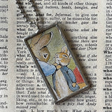 Peter Rabbit, Beatrix Potter, original illustrations from vintage, children's classic book, up-cycled to soldered glass pendant