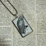 Snowy Owl - vintage 1930s children's book illustrations upcycled to soldered glass pendant