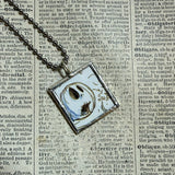 Nightmare before Christmas, Jack Skellington, original illustrations from vintage book, up-cycled to soldered glass pendant