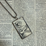 Owl, pussycat, Cat, kitten, kitty, vintage children's book illustrations up-cycled to soldered glass pendant