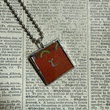 Little white mouse, vintage children's book illustrations, up-cycled to soldered glass pendant