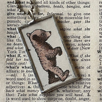 Little Bear, Sendak, vintage children's book illustrations, up-cycled to soldered glass pendant