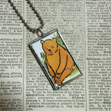Winnie the Pooh childrens' book illustrations up-cycled to hand-soldered glass pendant