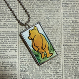 Winnie the Pooh childrens' book illustrations up-cycled to hand-soldered glass pendant