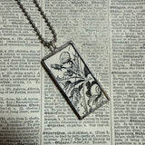 Dandelion, botanical illustrations, up-cycled to soldered glass pendant