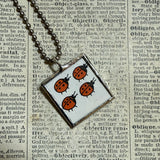 Ladybug, vintage children's book illustrations, up-cycled to soldered glass pendant