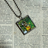 I am a Bunny, Richard Scarry children's book illustrations up-cycled to soldered glass pendant