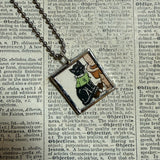 Cat, Kitten, Kitty, vintage children's book illustrations, up-cycled to soldered glass pendant
