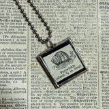 Periwinkle snail - vintage 1930s dictionary illustration up-cycled to soldered glass pendant