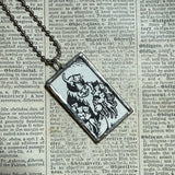 Millions of Cats, vintage children's book illustration up-cycled to soldered glass pendant