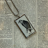 Vulture - vintage 1930s dictionary illustration upcycled to soldered glass pendant