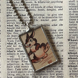 Bambi, Thumper, original illustrations from vintage book, up-cycled to soldered glass pendant