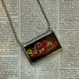 Skulls, zombies, vintage comic illustrations up-cycled to soldered glass pendant