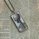 Human anatomy, skeleton vintage victorian woodcut illustrations, up-cycled to soldered glass pendant