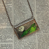 Fear and Dispair monsters, vintage children's book illustrations up-cycled to soldered glass pendant