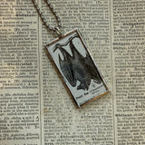 Fruit Bat - vintage dictionary illustrations, upcycled to hand-soldered glass pendant