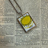 Sun and Moon, vintage book illustrations, hand-soldered glass pendant