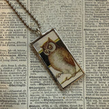 Owl - vintage illustrations upcycled to soldered glass pendant