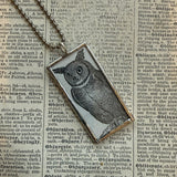 Owl - vintage illustrations upcycled to soldered glass pendant