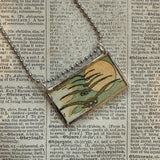 Owls and rats, vintage 1930s children's book illustrations, up-cycled to hand-soldered glass pendant