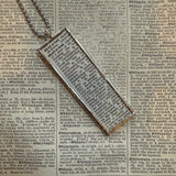 Skeleton vintage dictionary illustration, upcycled to soldered glass pendant