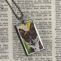 1 Corgi dog, vintage illustration, up-cycled to hand-soldered glass pendant