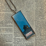 Moon, la nuit night scene, vintage children's book illustrations, hand-soldered glass pendant