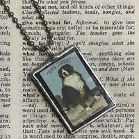 1 Bulldog, Portuguese Water Dog, vintage illustration, up-cycled to hand-soldered glass pendant