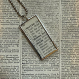 Skeleton vintage dictionary illustration, upcycled to soldered glass pendant