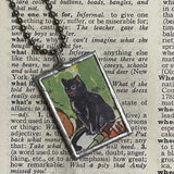 Cat, kitten, kitty, vintage children's book illustrations up-cycled to soldered glass pendant