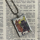 Cat, kitten, kitty, vintage children's book illustrations up-cycled to soldered glass pendant