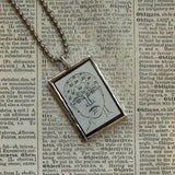 Phrenology - vintage dictionarillustrations, upcycled to hand-soldered glass pendant