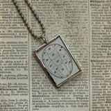 Phrenology - vintage dictionarillustrations, upcycled to hand-soldered glass pendant