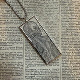 Human anatomy vintage dictionary illustrations, upcycled to soldered glass pendant