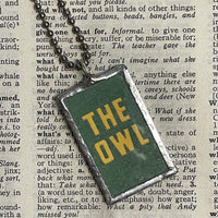 1 Owl, vintage illustration upcycled to soldered glass pendant