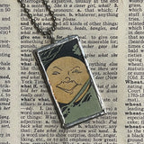 1 Owl and full moon, vintage children's book illustrations upcycled to soldered glass pendant