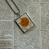Full moon, crescent moon, vintage children's book illustrations, hand-soldered glass pendant