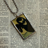 Ghost and monster, original vintage 1970s comic book illustrations, upcycled to soldered glass pendant