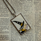 Witches, vintage children's book illustrations, upcycled to soldered glass pendant