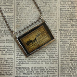 Undertaker, Cave of Death, vintage 1940s dictionary illustration, up-cycled to hand-soldered glass pendant
