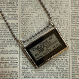 Undertaker, Cave of Death, vintage 1940s dictionary illustration, up-cycled to hand-soldered glass pendant