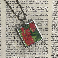 1 Butterfly and tropical birds, vintage illustrations, upcycled to soldered glass pendant