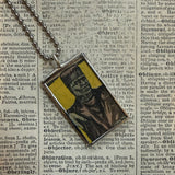 Frankenstein, skeleton, original vintage 1970s comic book illustrations, upcycled to soldered glass pendant
