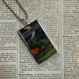 Owl and Moon vintage halloween illustrations, upcycled to hand-soldered glass pendant (Copy) (Copy)