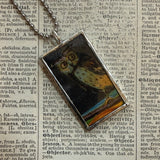 Owl and Moon vintage halloween illustrations, upcycled to hand-soldered glass pendant (Copy) (Copy)