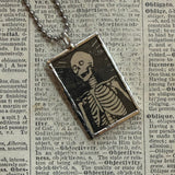 Frankenstein, skeleton, original vintage 1970s comic book illustrations, upcycled to soldered glass pendant (Copy)