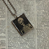Vampire, skeleton, original vintage 1970s comic book illustrations, upcycled to soldered glass pendant