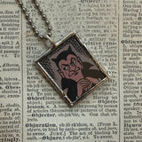 Vampire, skeleton, original vintage 1970s comic book illustrations, upcycled to soldered glass pendant