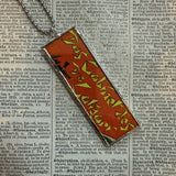Cabinet of Dr. Caligari- vintage halloween illustrations, upcycled to hand-soldered glass pendant